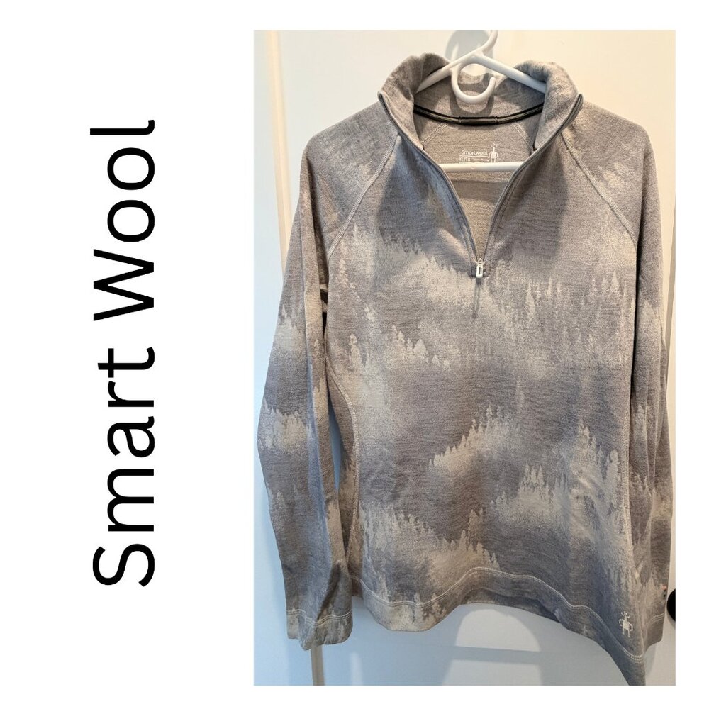 Smartwool Classic Thermal Merino Base Layer 1/4 Zip -in Light Grey Foggy Pines